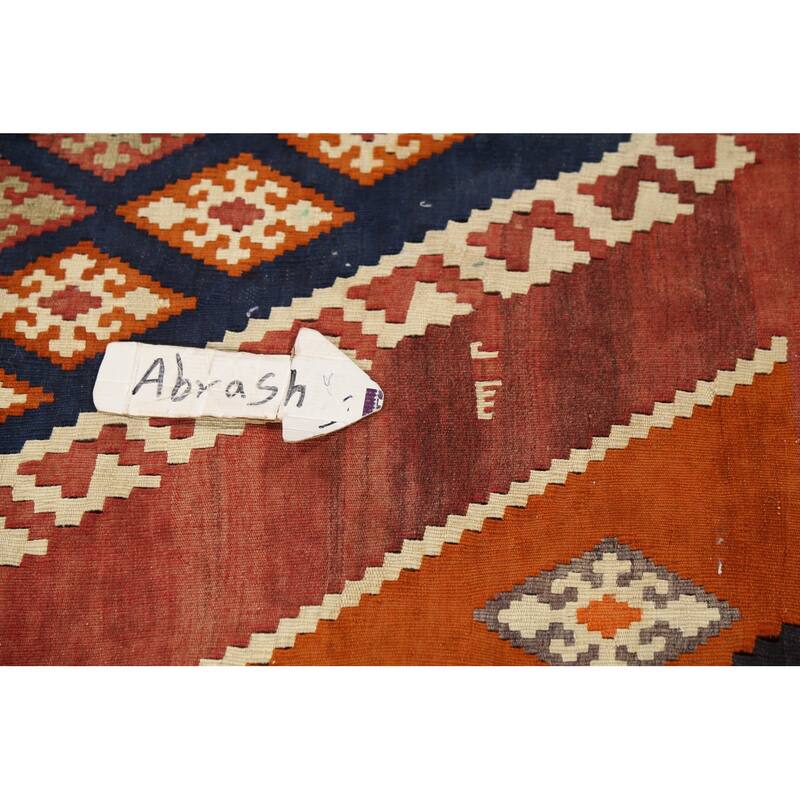 Kilim Qashqai Persian Vintage Rug Hand-Knotted Tribal Wool Carpet - 4'6"x 10'8"