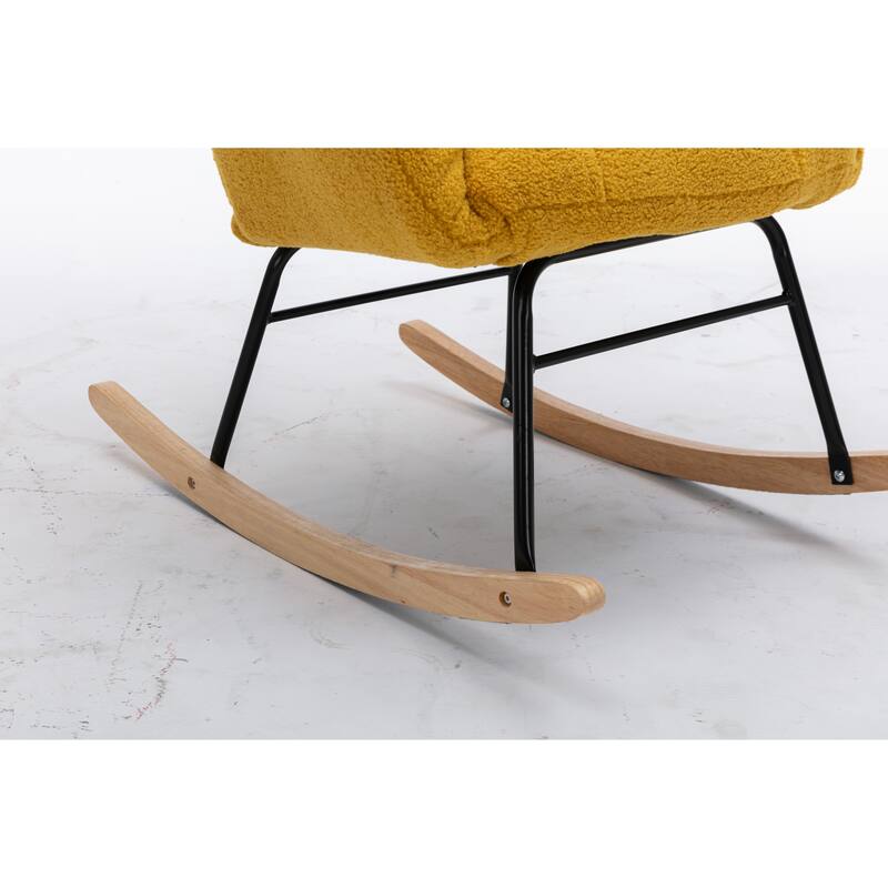 Teddy Fabric Rocking Glider Chair with Wooden Frame and 250lb Weight Capacity