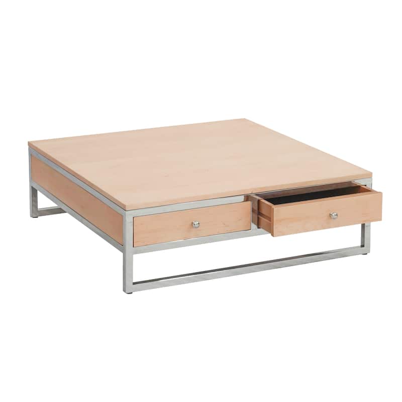 Pasargad Home Arden Square Modern Coffee Table with 2 Drawers - W36" x D36" x H12"