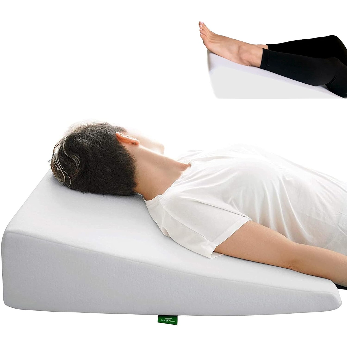 7.5 H Memory Foam Wedge Pillow for Sleeping Reading Post Surgery Leg Elevation Triangle Pillow with Washable Cover White Bed Bath Beyond 40277436