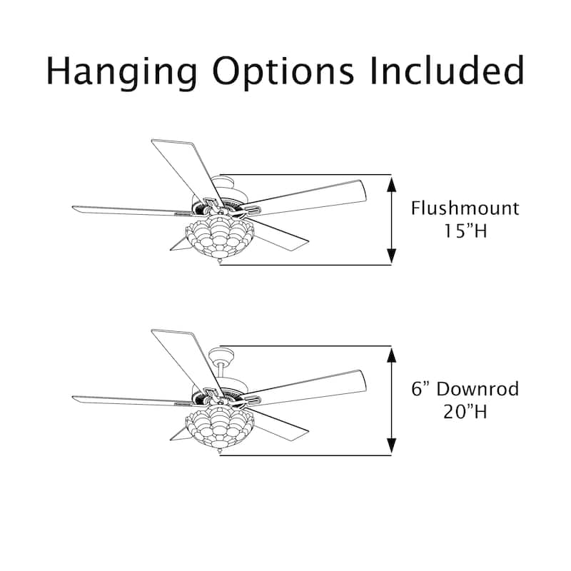 52" W Halston Indoor Tiffany Stained Glass Oil Rubbed Bronze Ceiling Fan with Remote Control