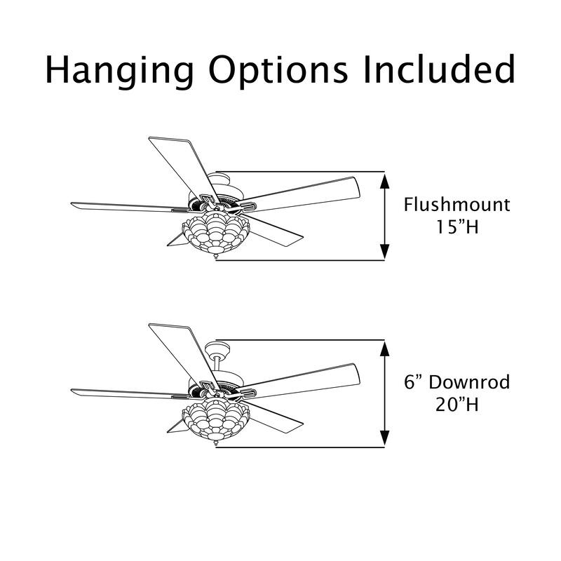 52" W Magna Carta Indoor Tiffany Stained Glass Oil Rubbed Bronze Ceiling Fan with Remote Control