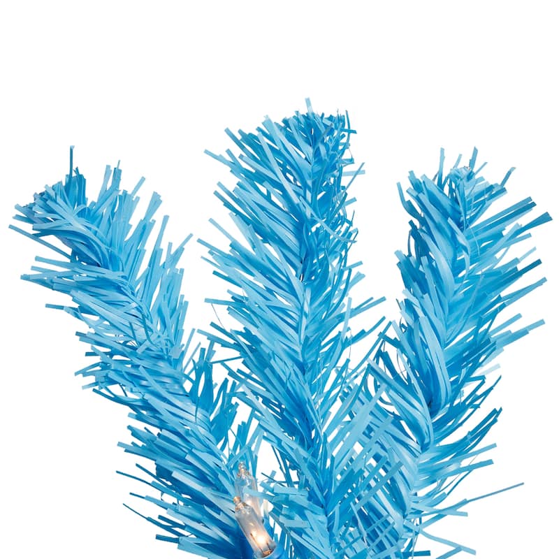 Pre-Lit Medium Artificial Pine Christmas Tree - 4' - Sky Blue - Clear Lights - 4 Foot