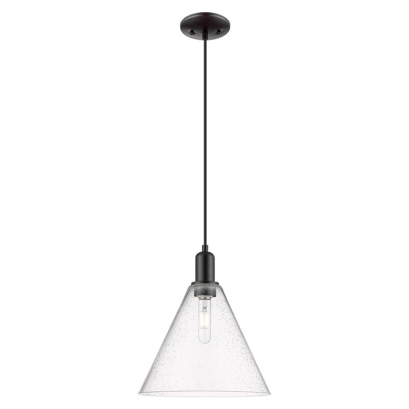 Innovations Lighting Endless Possibilities Arcadia - Berkshire Glass - 1 Light 12" Cord Hung Mini Pendant - Seedy/Matte Black
