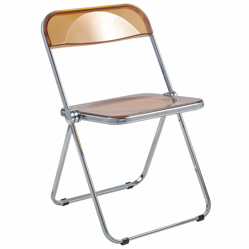 LeisureMod Lawrence Acrylic Folding Dining Chairs and Dining Table Set
