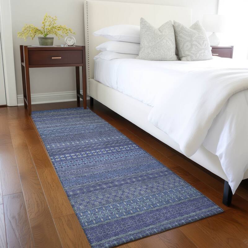 Rana Stripe Weather Resistant Blended Style Runner Outdoor Rug