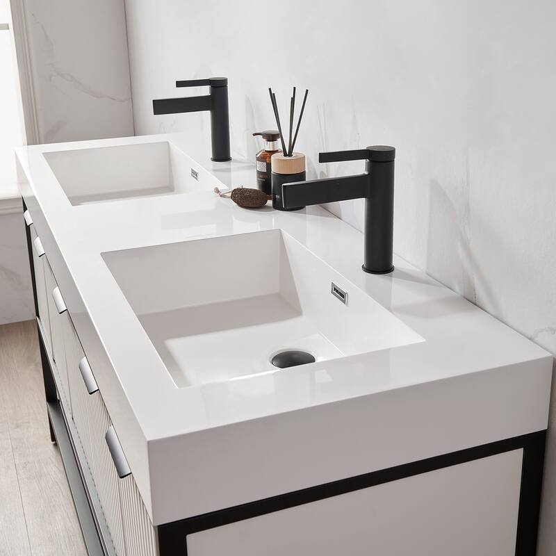 Marcilla 60 in. Double Sink Bath Vanity with Stone Sink Top