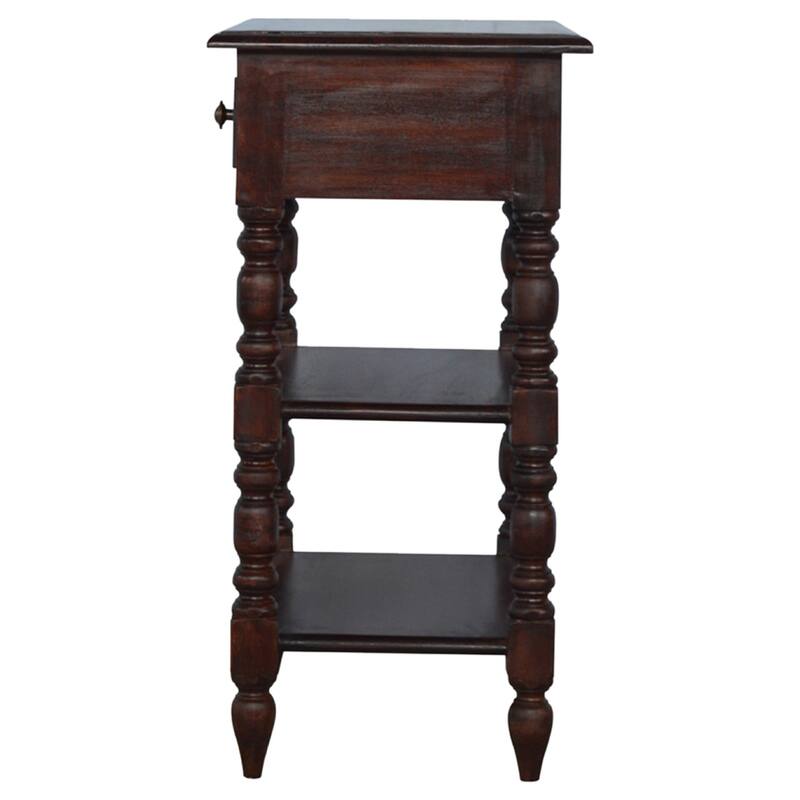 Artisan Furniture Solid Wood Turned Occasional Table, Brown with One drawer