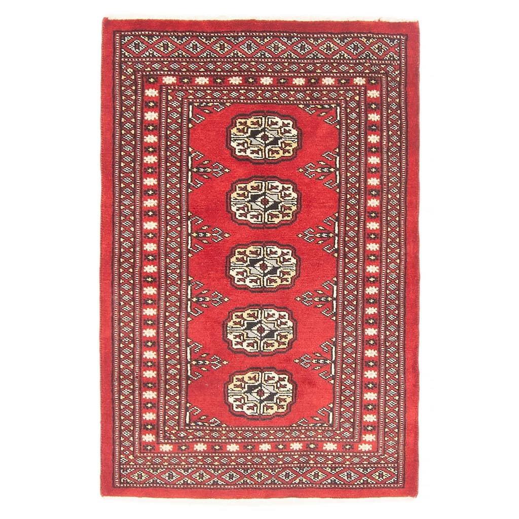 ECARPETGALLERY Hand-knotted Finest Peshawar Bokhara Red Wool Rug - 2'1 x 3'1