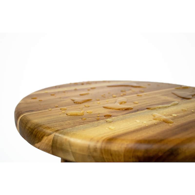 EcoDecors Shoji EarthyTeak 18" Teak Round Shower Stool - 17.5" W x 17.5" D x 18" H