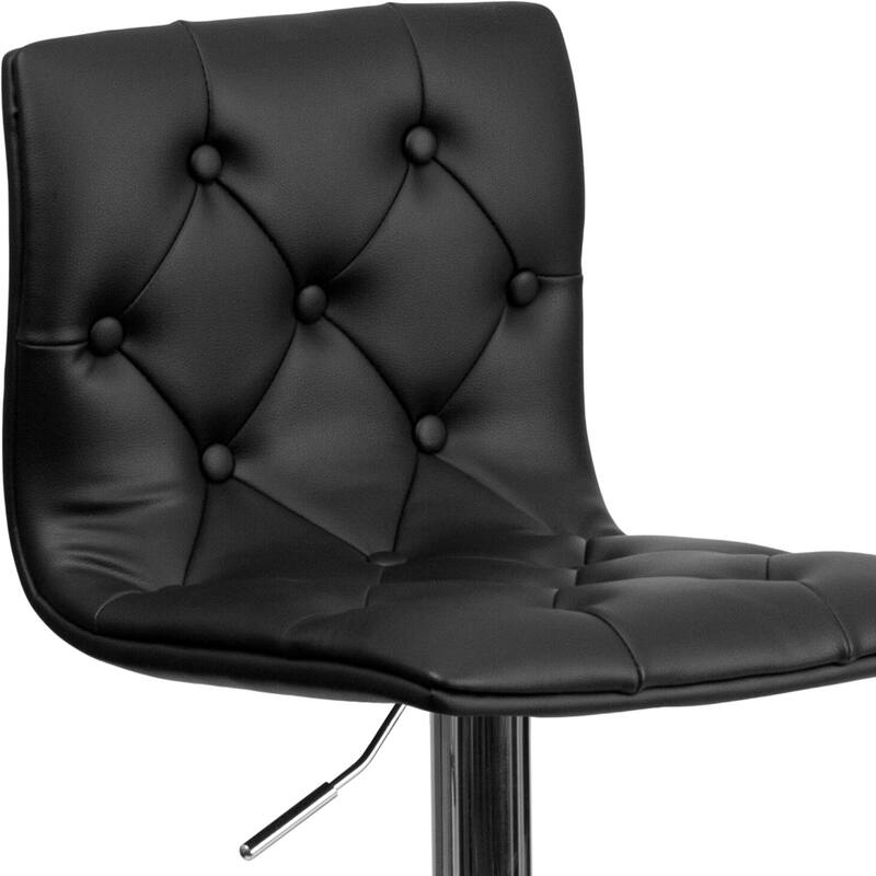 2 Pack Contemporary Button Tufted Adjustable Height Barstool with Chrome Base