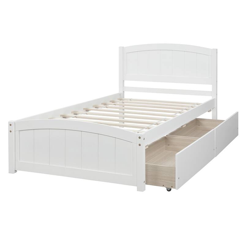 Merax Twin Size Platform Bed with 2 Storage Drawers