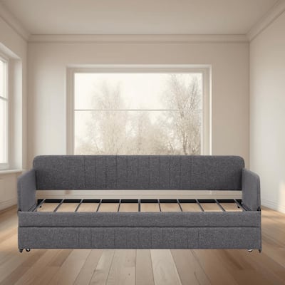 Twin Size Platform Daybed, Sofa Bed with Trundle, Sturdy Metal Frame, Perfect for Small Spaces, Bedrooms and Guest Rooms