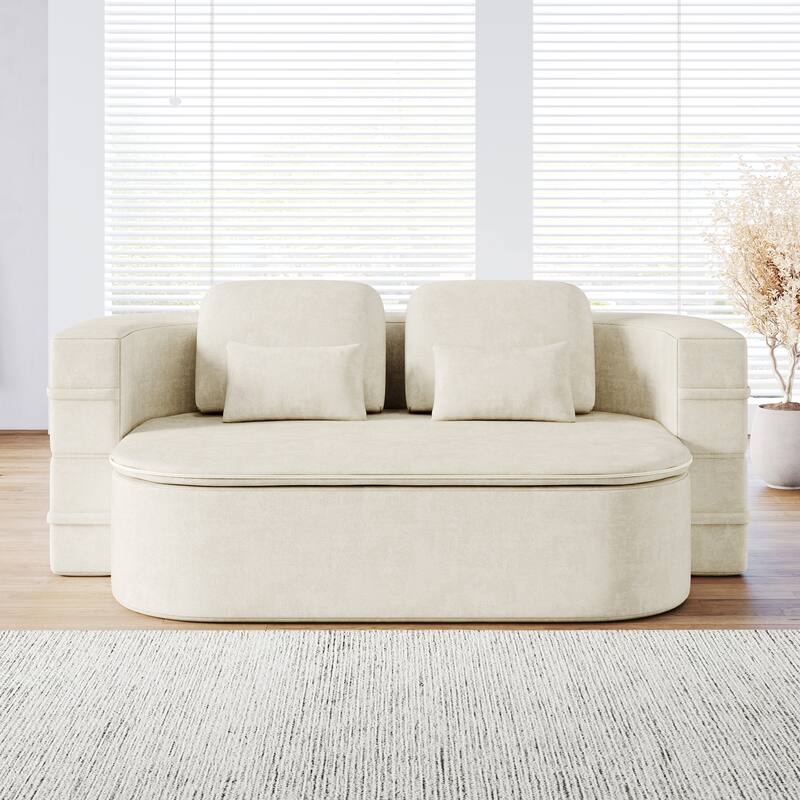 GDFStudio - Willoughby Chenille Foldable Sleeper Sofa Bed with Multi Functional Blanket