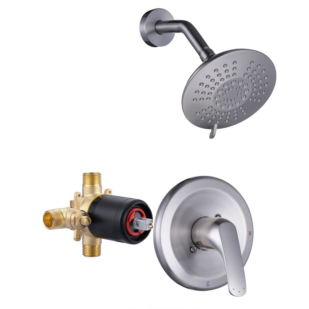 WOWOW Single Handle 5-Spray Round Shower Faucet with Valve
