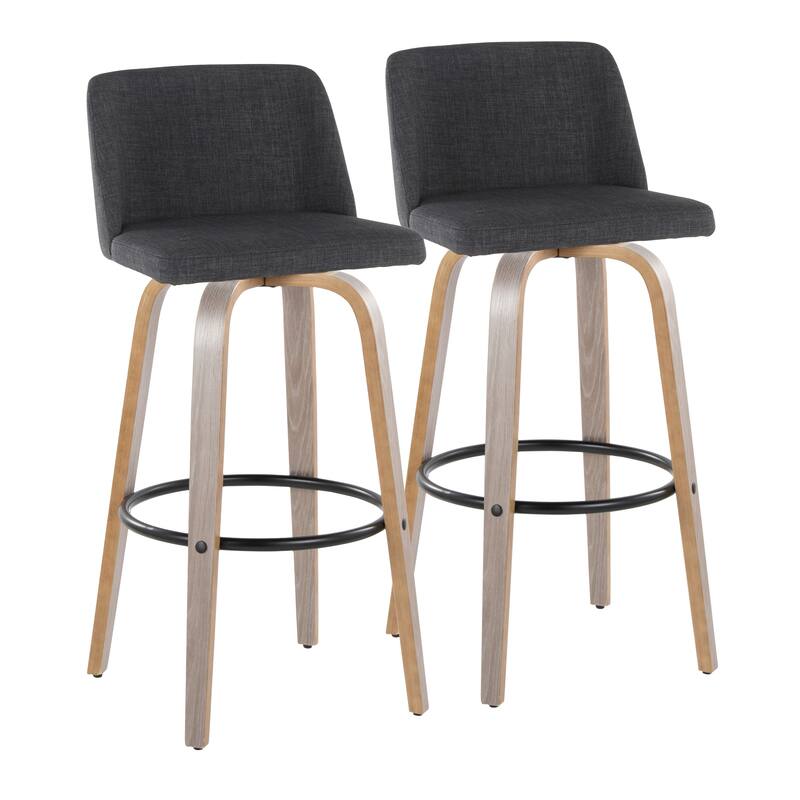 The Gray Barn Vallberga 30" Fixed-Height Bar Stool with Light Grey Wood Base (Set of 2)