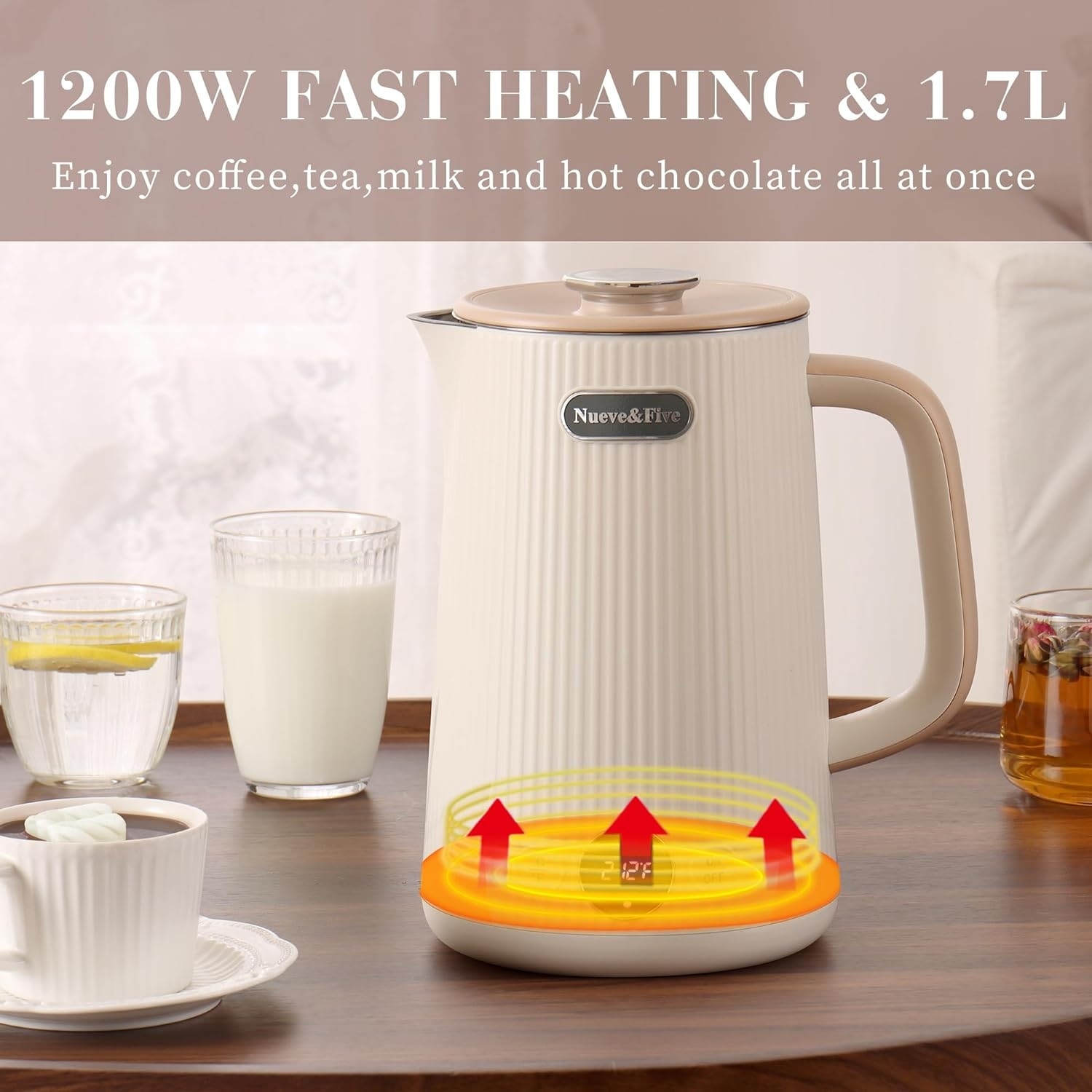 1.7L Electric Kettle 1200W Digital Electric Glass Kettle with