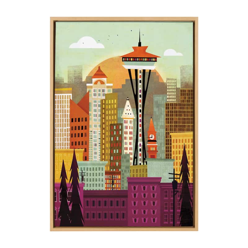 Kate and Laurel Sylvie Seattle Framed Canvas by Amber Leaders Designs