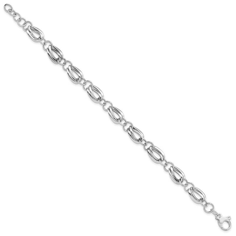 Curata 9.25mm 14k White Gold Polished Fancy Link Bracelet 8 Inch