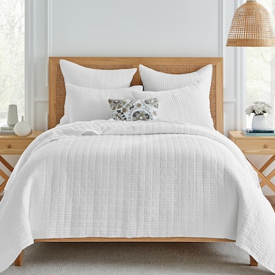 Mills Waffle Bright White Full/Queen Quilt Set - Levtex Home