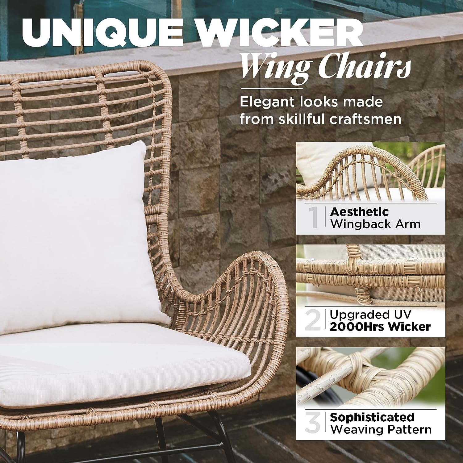 Wingback wicker outdoor chair sales
