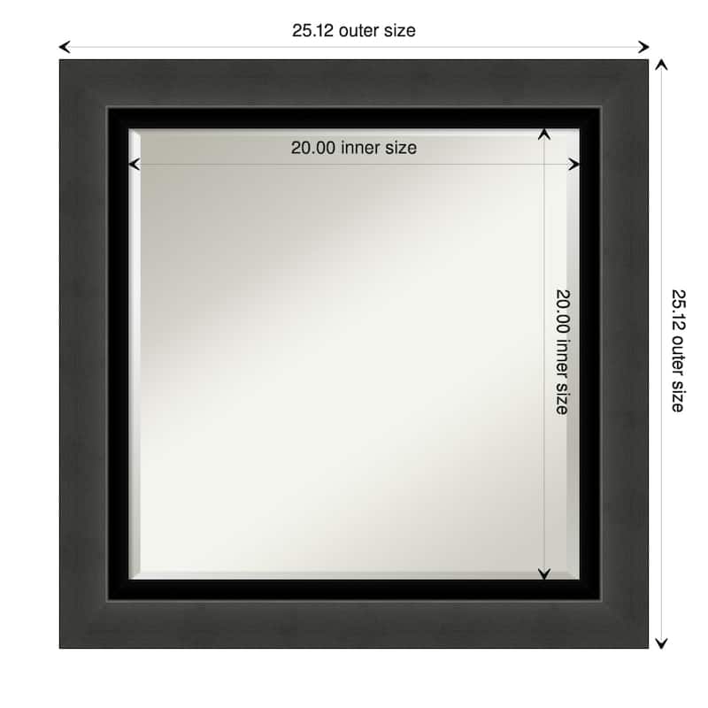 Beveled Wall Mirror - Tuxedo Black Frame - Tuxedo Black - 25 x 25-inch