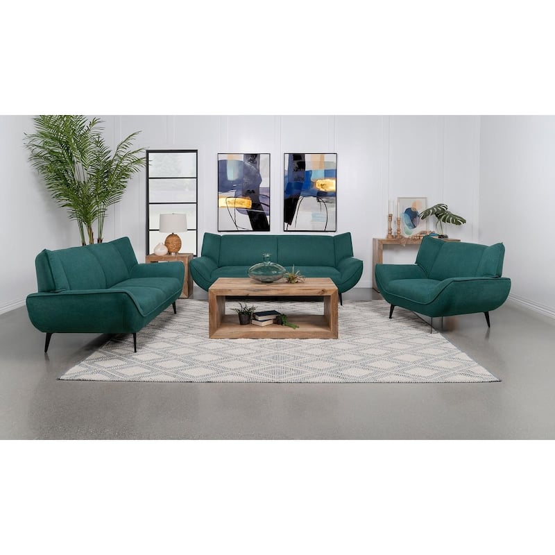 Logan Teal Blue Arm Chair with Metal Leg