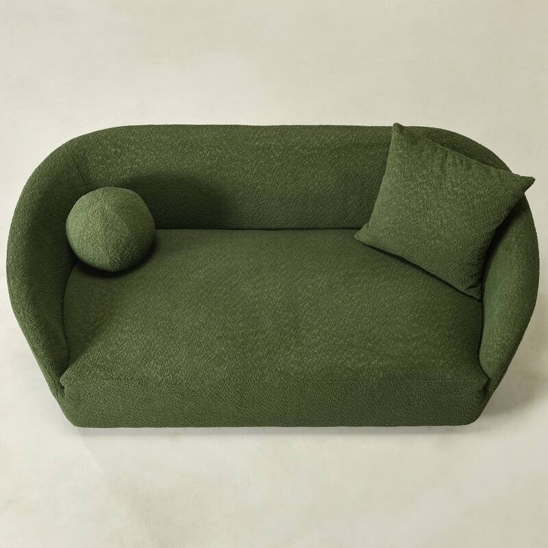 KINWELL 68" W Upholstered Sherpa Boucle Loveseat with 2 Pillows - 2-Seater
