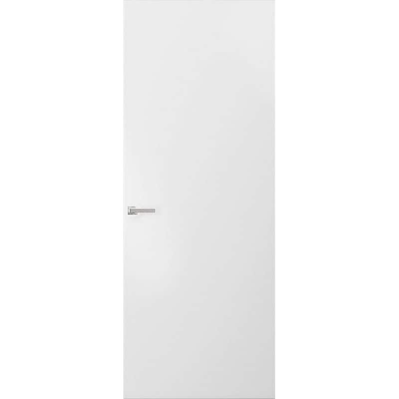 Invisible Solid Hidden Door with Handle Planum 0010 Primed with Silver Hidden Frame 24 x 80 Right-hand Inswing Silver Frame