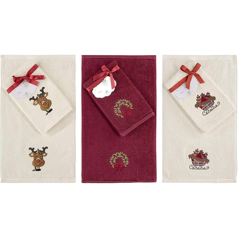 Christmas Fingertip Bath Towels Gift 12 Piece Hand Set - N/A