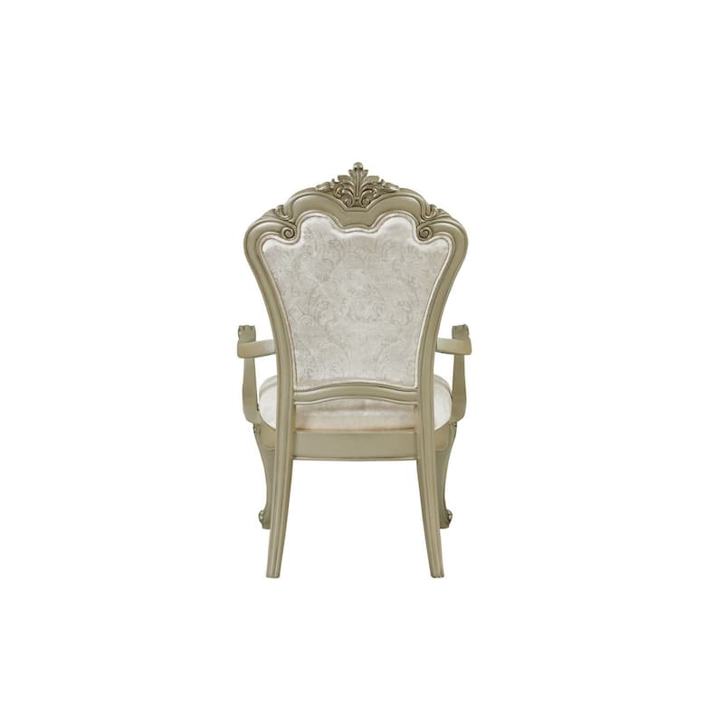 Siq 27 Inch Dining Armchair Set of 2, Upholstered, Champagne Gold, Silver