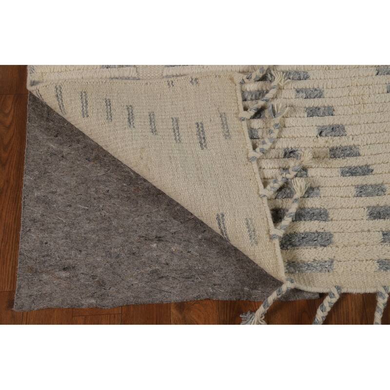 Striped Moroccan Indian Area Rug Handmade Wool Carpet - 5'1" x 8'1"