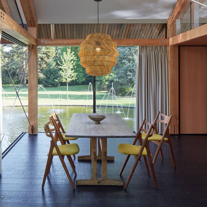 Cana 1-Light Wicker Outdoor Pendant, Coastal Boho Tiered Drum - Handwoven - 20" Wide - Light Dune