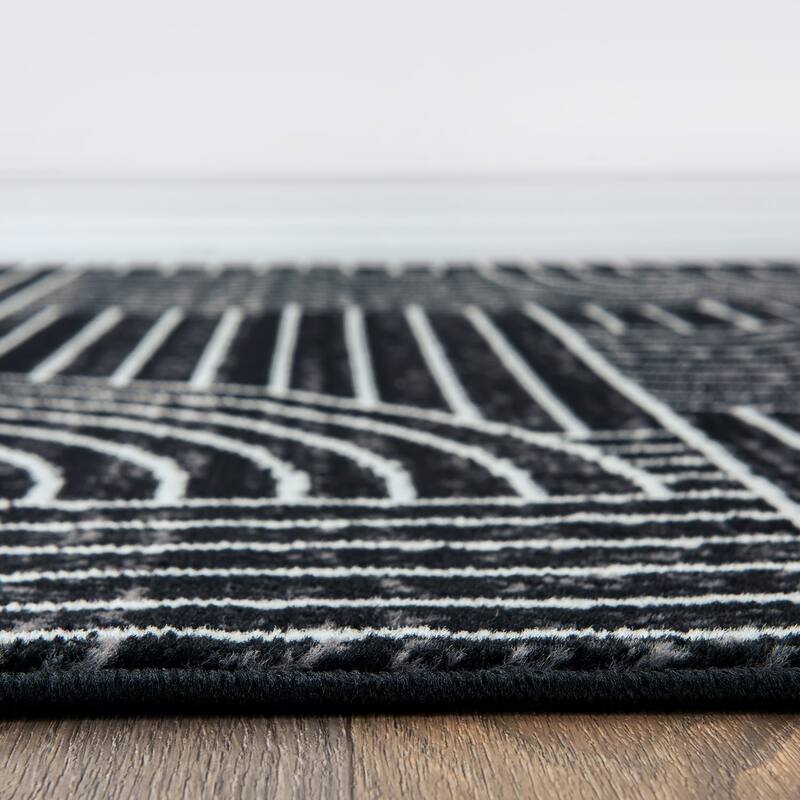 World Rug Gallery Contemporary Stripe Arch Design Area Rug