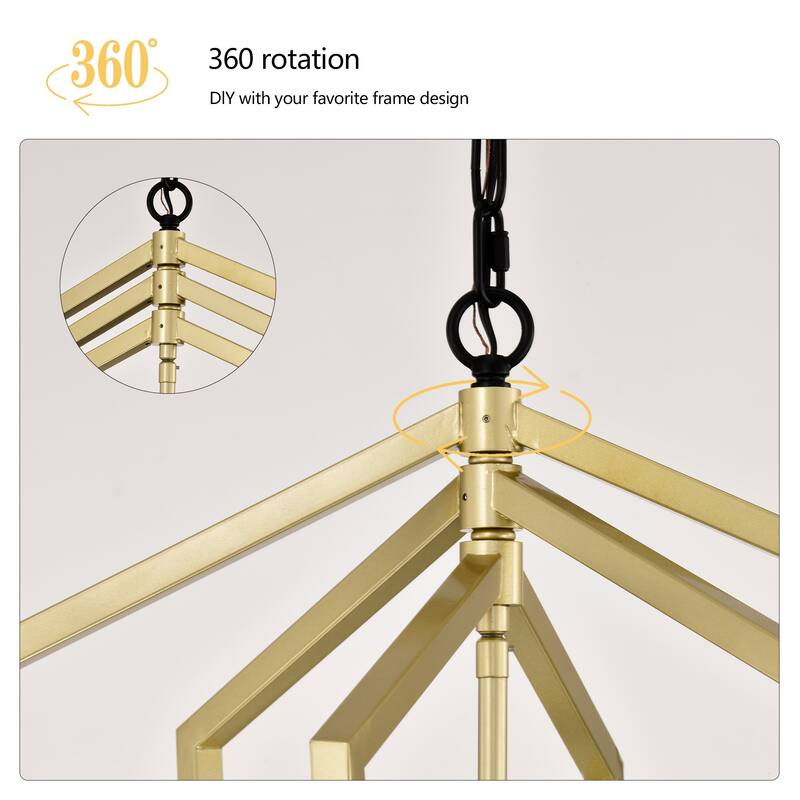 4-Light Farmhouse Kitchen Chandeliers, Rustic Cage Light Fixture Adjustable Height Chandeliers for Dining Room Hallway