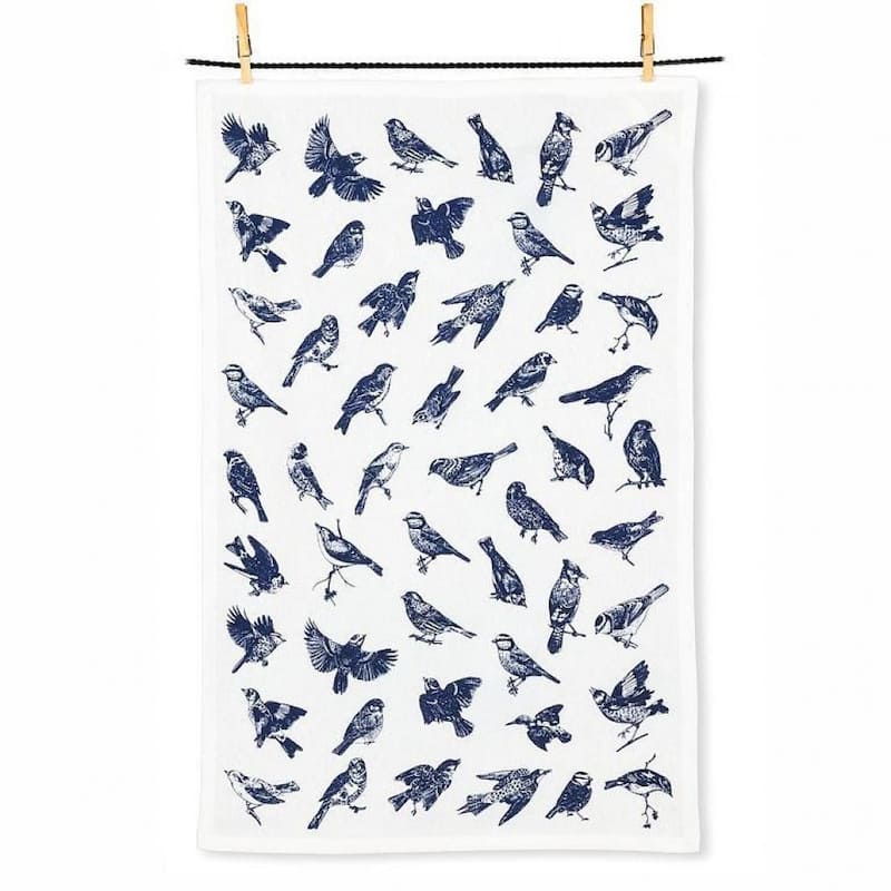 Bird Icons Outline Motif Tea Towel - Multicolor