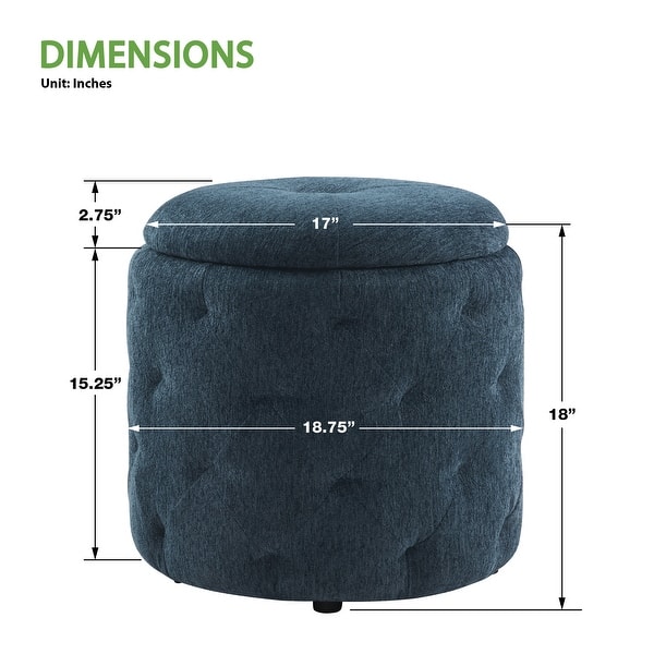 dimension image slide 0 of 5, Erindale Round Storage Ottoman