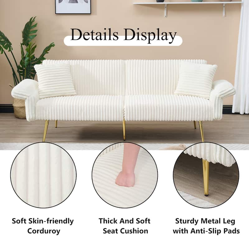 79 inch corduroy sofa bed, foldable double sofa bed