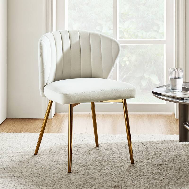 Luna Modern Glam Upholstered Tufted Back Side Accent Dining Chair with Small Base by HULALA HOME