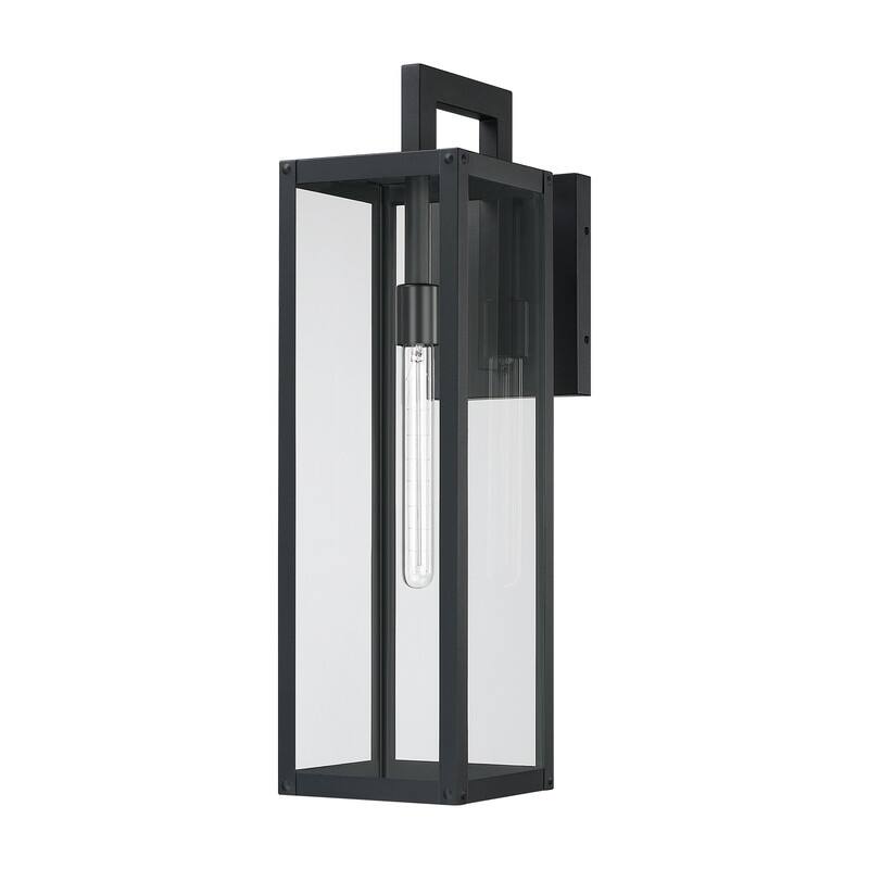 Black Modern Outdoor Wall Sconce Light - 25 in. H