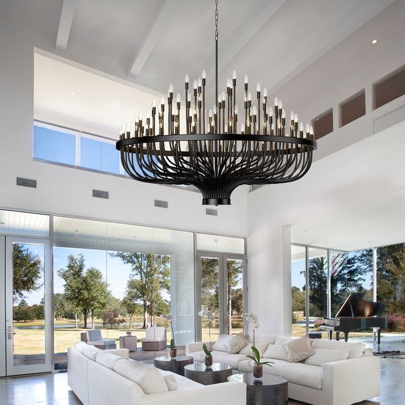 Black Candle Chandelier Modern Farmhouse Chandelier for High Ceilings