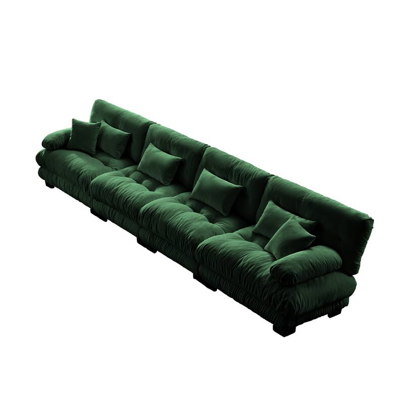 Oversized Modular 4-Seater Chenille Sofa Couch with Throw Pillows