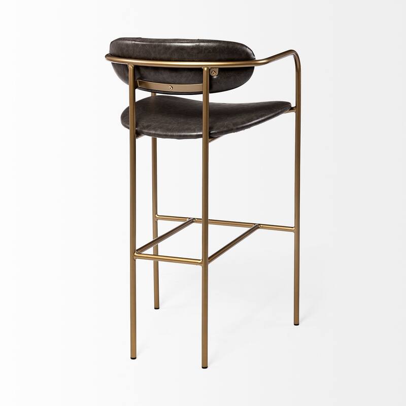 Parker Brown Faux-Leather Seat with Gold Metal Frame Bar Stool