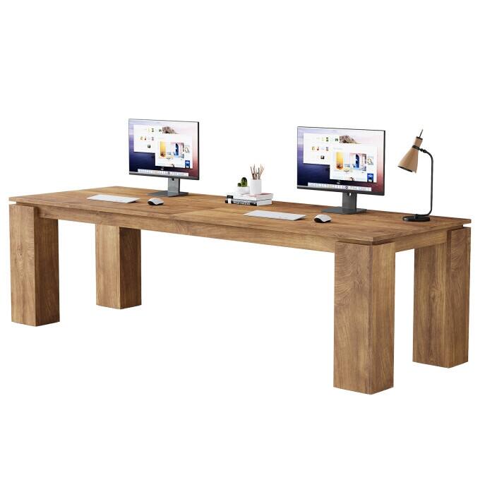86-Inch Wood Two Person Desk, Modern Double Computer Desk