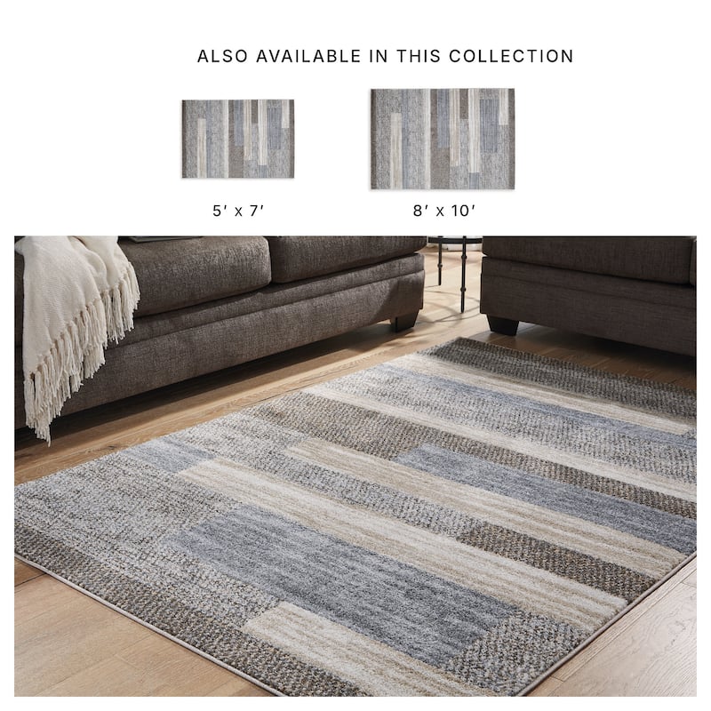 Signature Design by Ashley Sethburn Cream/Brown/Gray Large Rug - 94" W x 119.75" D x 0.5" H