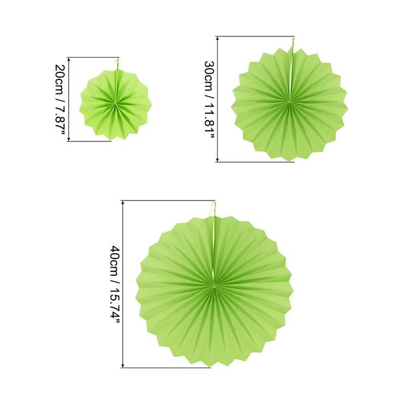 Hanging Paper Fans Party Set 12Pcs Decoration for Home Birthday Wedding Green - Green