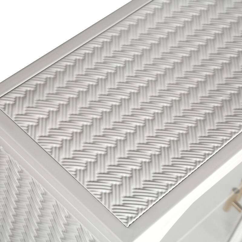 27.56" Modern Woven Pattern Glass Door Wall Cabinet - 3-Tier Storage for Living Room, Bathroom, Entryway & Dining Room