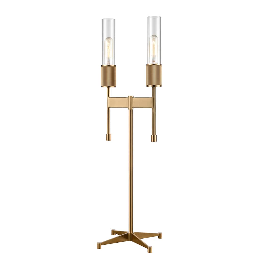 Elk Home Beaconsfield Aged Brass With Clear Tube 2 Light Table Lamp