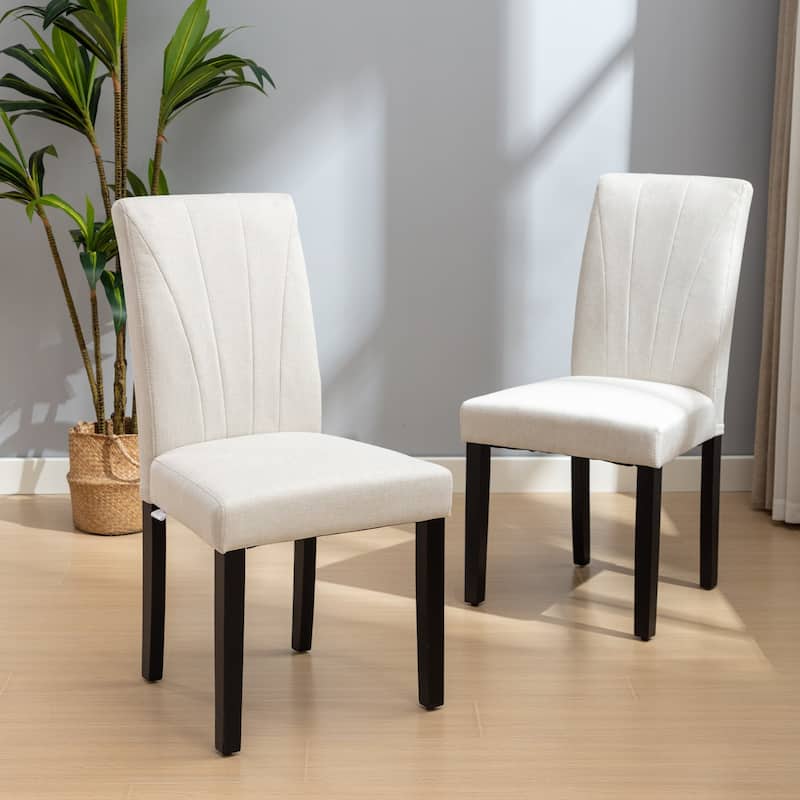 VECELO Upholstered Dining Chairs Set of 2 Parson Classic Upholstered Dining Chair,Modern 37" Parson Chairs - Beige