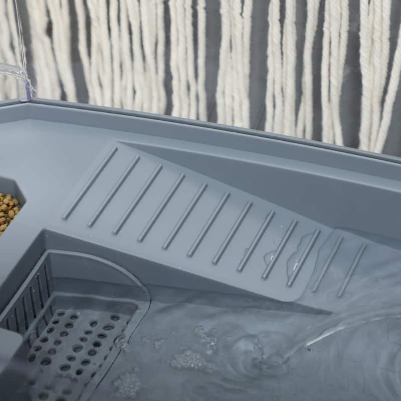PawHut Turtle Tank Kit, Turtle Aquarium with Basking Platform, Water Pump, Filter Layer Design, Visually Reptile Habitat